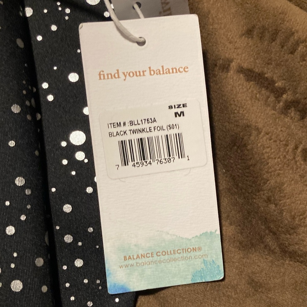 Balance Collection Black and Silver Patterned Leggings, medium, new, dry-wik - Picture 7 of 8